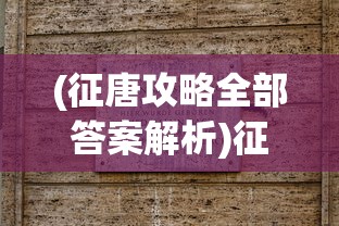 (征唐攻略全部答案解析)征唐攻略，深入解析唐朝历史与文化