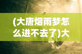 (大唐烟雨梦怎么进不去了)大唐烟雨梦官方微博，历史与梦幻交织的绚烂篇章